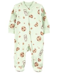 Kombinezon zapinany na suwak CARTER'S Sleep&Play Sage Milk&Cookies w kolorze neutralnym, 6 m/rozmiar. 68