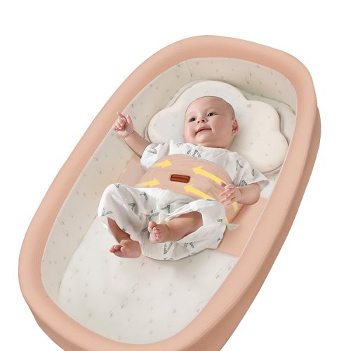 Cestovné hniezdočko pre bábätká Monkey Mum® 0-12 mesiacov - ružové