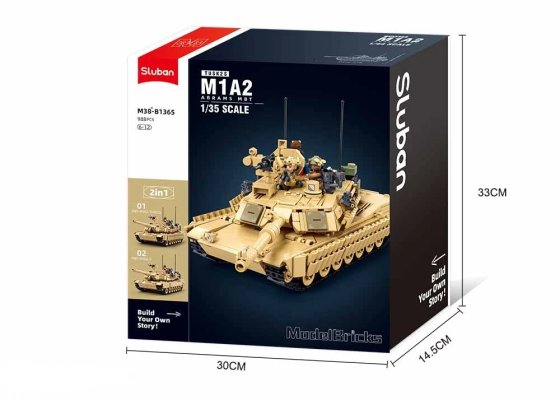 Sluban Model Bricks M38-B1365 Kampfpanzer M1A2 Abrams TUSK II 2in1