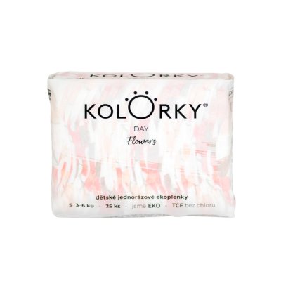 KOLORKY DAY Windeln Einweg Öko, Blumen S (3-6 kg) 25 Stk