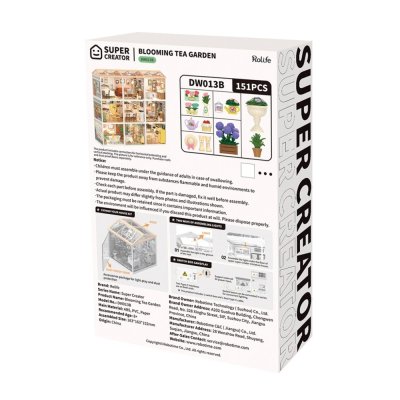 RoboTime 3D Holzpuzzle Miniatur Puppenhaus Teestunde im blühenden Garten