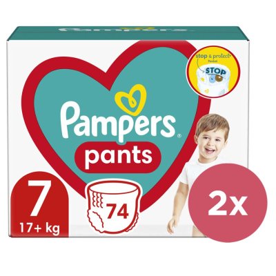 2x PAMPERS Pants Einwegwindelhöschen 7 (17 kg+) 74 Stück - MEGA PACK