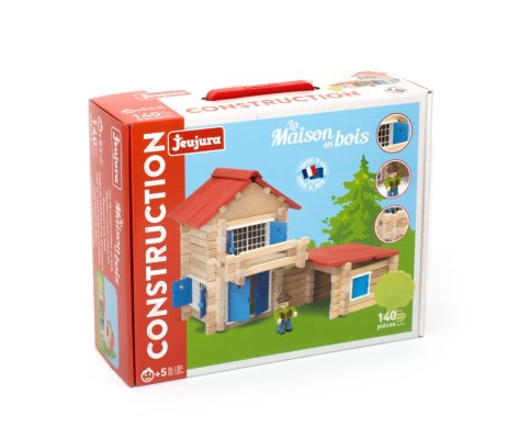 Jeujura Set de construcție din lemn 140 piese Căsuță