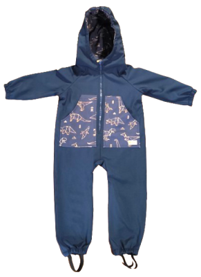 Monkey Mum® Softshell jumpsuit med membran - Sky of dinosaurs - storlek 98/104, 110/116