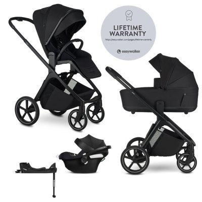 EASYWALKER Kombikinderwagen Zoey Pure Black + CBX By CYBEX Aton B2 i-Size + Basis
