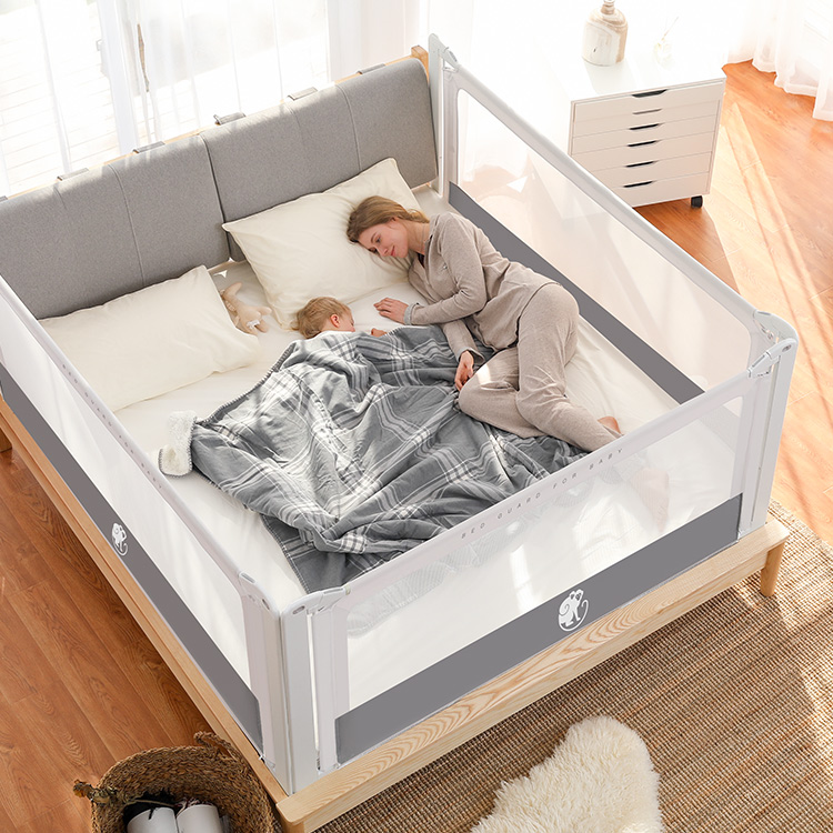 Barrera de cama Monkey Mum® Popular - 190 cm - Gris claro
