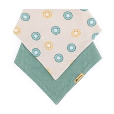 PETITE&MARS Lätzchen Bandana Luke 2 Stk. Beige Kiwis&Misty Green 3m+
