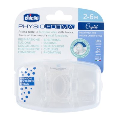 CHICCO Schnuller Physio Luxe Vollsilikon 2-6m Kristall 2 Stk