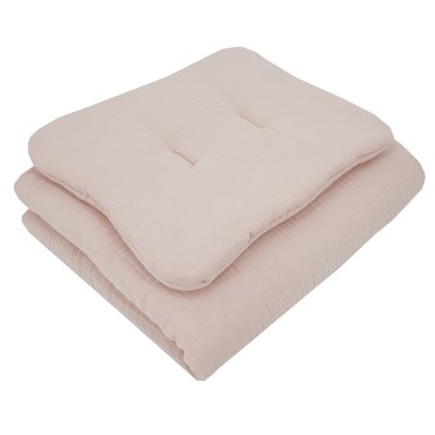 EKO Zestaw do łóżeczka 2-elementowy muślinowy Powder pink 30x40 cm, 75x100 cm