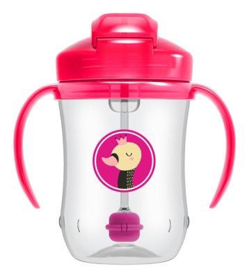 DR.BROWN'S Strohhalmbecher 270ml mit Griffen 6m+ rosa TC91011-INTL