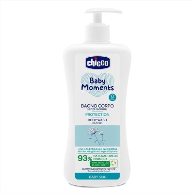 CHICCO Shampoing corps avec distributeur Baby Moments Protection 93% ingrédients naturels 750 ml