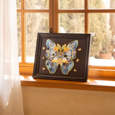 RoboTime Drewniane puzzle Motyl Morpho Helena