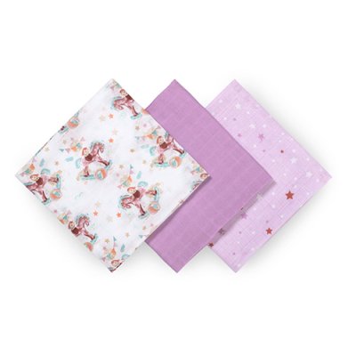 BABYONO Bambuswindeln 3 Stück Violett, 70x70 cm