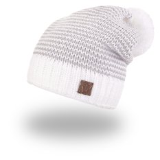 Berretto a maglia a zigzag con pompon Outlast ® - bianco-grigio