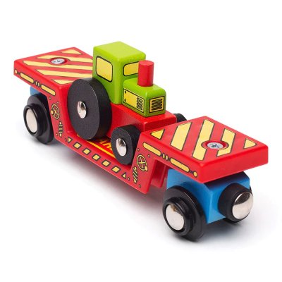 Bigjigs Rail Wagon avec tracteur + 2 rails