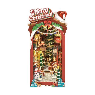 RoboTime Puzzle 3D Suporte para Livros Miniatura de Casa Alameda de Natal