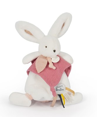 Doudou Zestaw prezentowy - Pluszowy króliczek z przytulanką 25 cm pudrowy róż
