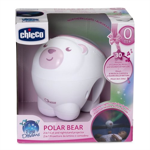 CHICCO Projektor s polární září Polární medvěd růžový