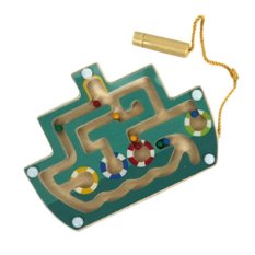Bigjigs Toys Labyrint magnétique en bois Bateau turquoise