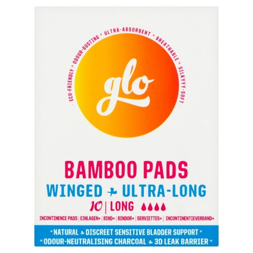 Almohadillas para incontinencia hechas de bambú orgánico con alas largas 10 piezas