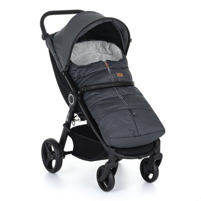 PETITE&MARS Set zimní fusak Jibot 3v1 + rukavice na kočárek Jasie Charcoal Grey