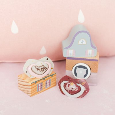 CANPOL BABIES Set symmetrischer Silikon-Schnuller Light Touch 0-6m Sleepy Koala rosa