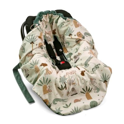 Kocyk otulacz do fotelika samochodowego KLUPS Velvet Tropic fun green 110x105 cm