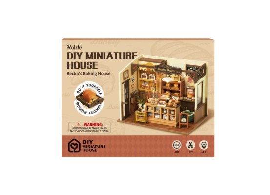 RoboTime Puzzle 3D in legno Miniatura della casa delle bambole Panetteria