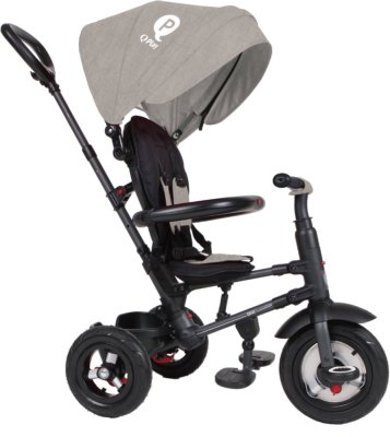 QPLAY Rowerek trójkołowy Rito air gel (Rubber) Grey, wiek 10-72 miesiące