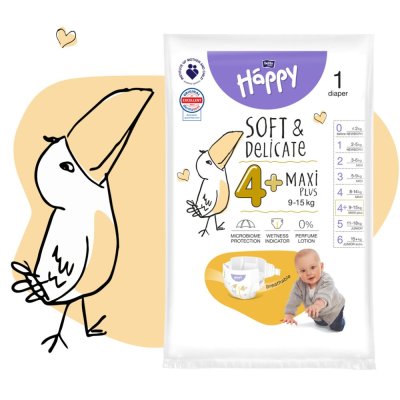 2x BELLA HAPPY Baby Pleny jednorázové Maxi Plus Box 9-15 kg 56 ks