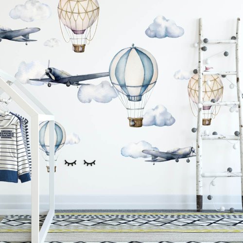 Falmatricák - Akvarell repülőgépek és léggömbök