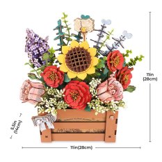 Puzzle 3D en bois RoboTime - Jardinière avec fleurs