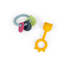 Bigjigs Toys Hrkálka a hryzátko 2 v 1 a hryzací krúžok Medvedík