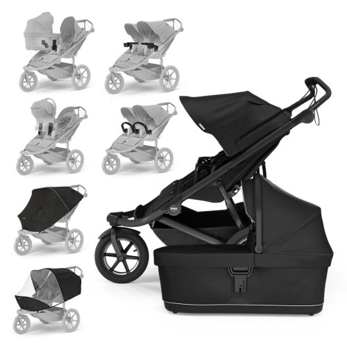 THULE Poussette pour frères et sœurs Urban Glide Double Noir/Noir set XXXL