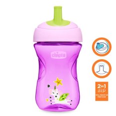 CHICCO Advanced Skodelica s slamnatim ustnikom 266 ml vijolična 12m+