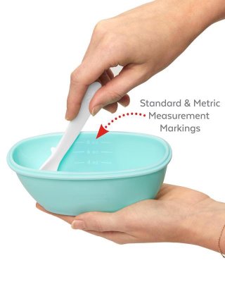SKIP HOP Miska z łyżeczką w etui ochronnym Easy Serve Teal 240 ml, 3m+