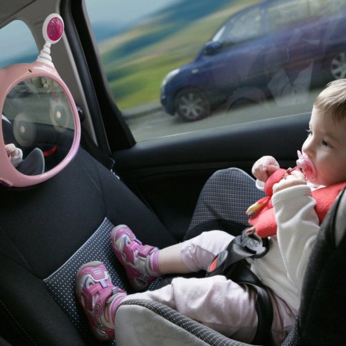 PETITE&MARS Autositz Reversal Pro i-Size 360° Grey Air 40-105 cm + Mirror Oly Pink 0m+