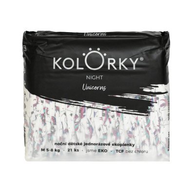 KOLORKY NIGHT Jednorazowe eko pieluszki nocne M (5-8 kg) 168 szt. - MAGAZYN MIESIĘCZNY