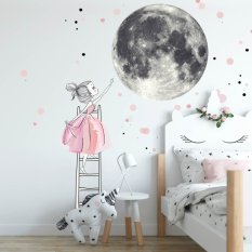 Vinis decorativos - Lua e menina em uma escada