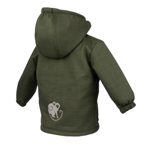 Detská zimná softshellová bunda s baránkom Monkey Mum® - Kaki poľovník