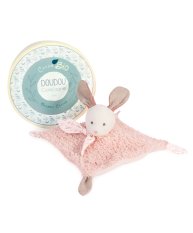 Doudou Poklon set - Plišani zeko s ružičastom dekicom od BIO pamuka 25 cm