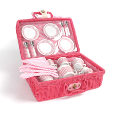 Tidlo Picnic Dishes in Pink Basket