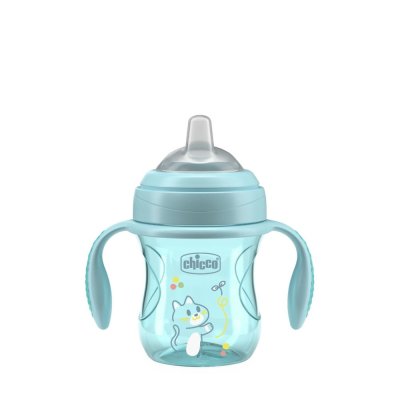 CHICCO Šalica za učenje Transition s ručkama teal, 4mj+