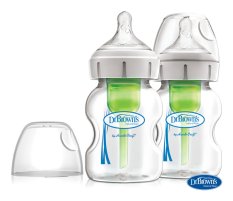 DR.BROWN'S Anti-colic bottle Options+ wide neck 2x150 ml glass