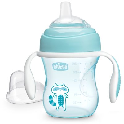 Kubek edukacyjny CHICCO Przejście z uchwytami 200 ml niebieski 4m+