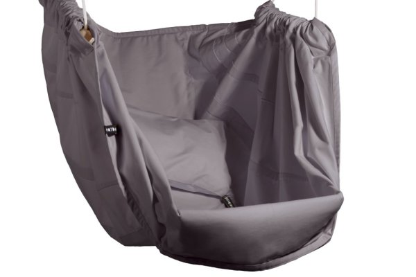 Hängesessel grau HOJDAVAK MAXI mit Kissen, Seil weiß - Indoor Stoff