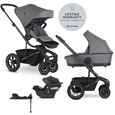 EASYWALKER Kombikinderwagen Harvey⁵ 2in1 Pebble Grey LITE AIR + CYBEX Aton B2 i-Size + Base