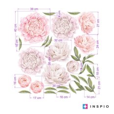 Zidne naljepnice - Svijetlo ružičasti božuri