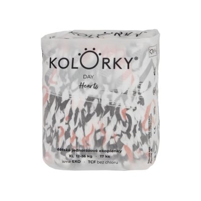 KOLORKY DAY Windeln Einweg Öko, Herz XL (12-16 kg) 17 Stk