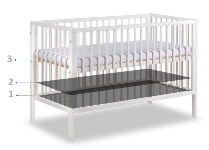 KLUPS Wooden cot with removable partitions Frank White 120x60 cm